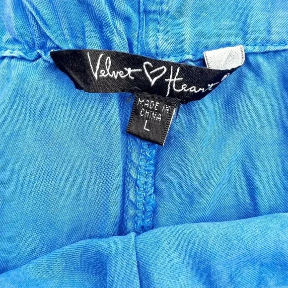 Velvet Heart Drawstring Casual Shorts Womens Size L Blue High Rise Simple Basic - Picture 2 of 3